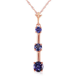 14K. SOLID GOLD NECKLACE WITH NATURAL TANZANITES (Rose Gold)